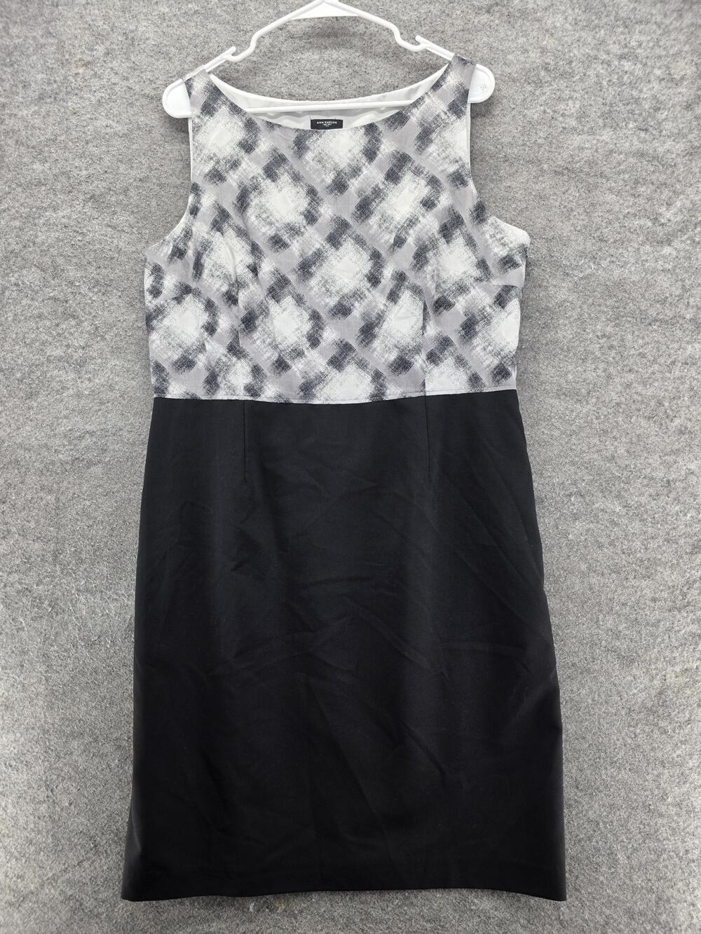 Ann Taylor Dress Womens 14 Black Gray Colorblock Sleeveless Sheath Lined Office